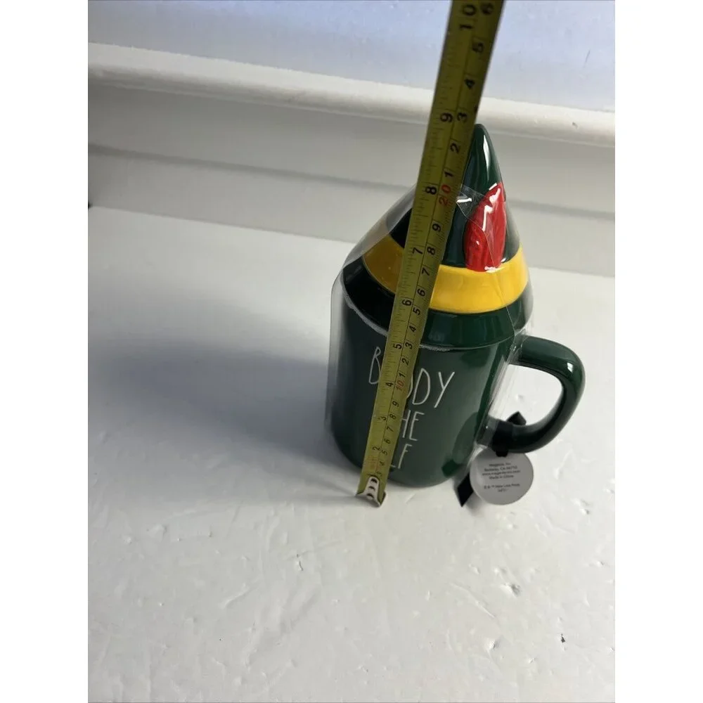 Rae Dunn Holiday Christmas BUDDY THE ELF Green Mug With‎ Hat Topper New 20oz